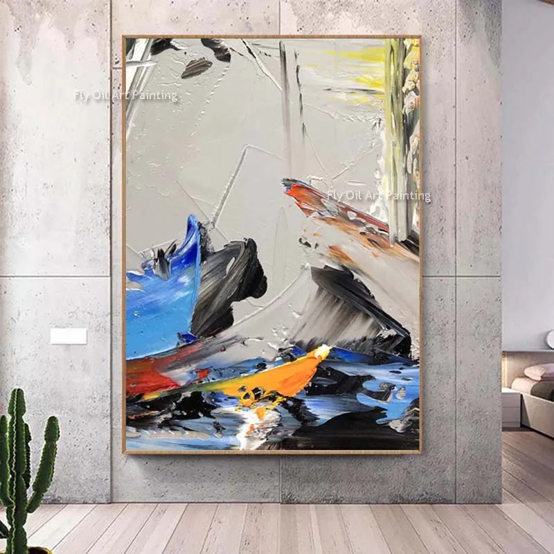 Black White Gold Hand-Painted Oil Canvas