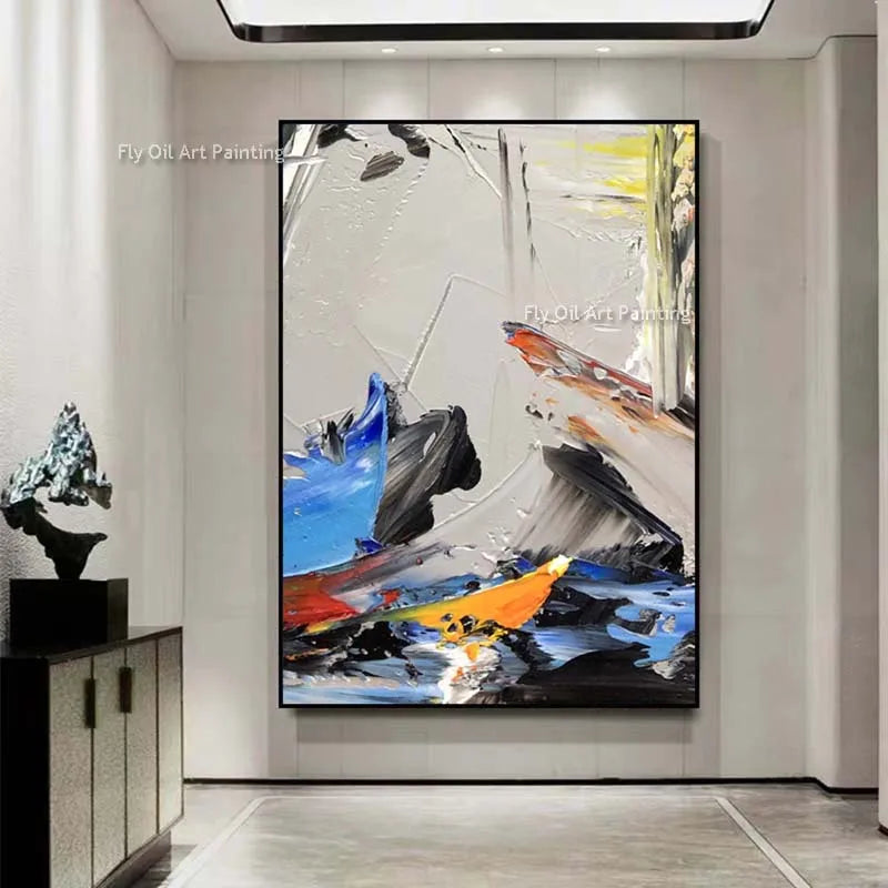 Black White Gold Hand-Painted Oil Canvas