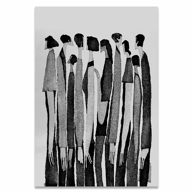 Black & White Abstract Character Canvas Art