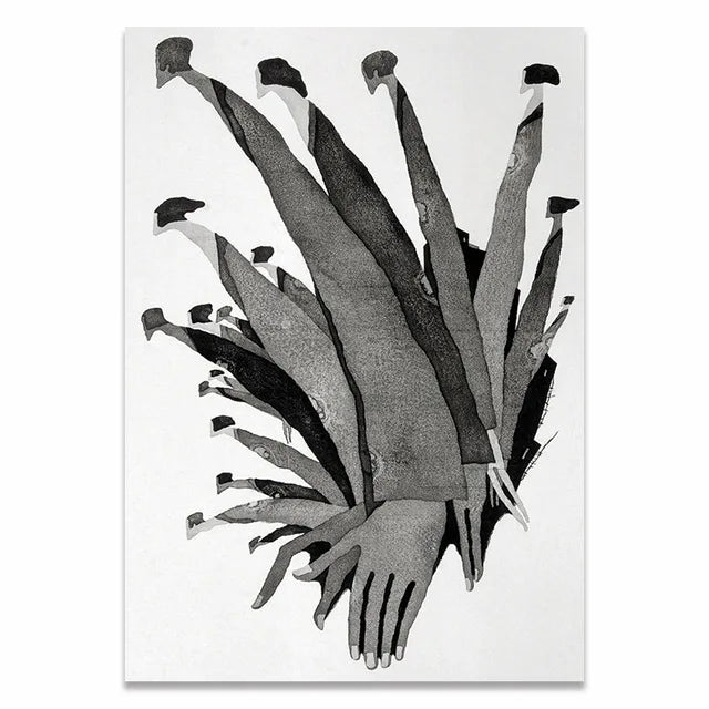 Black & White Abstract Character Canvas Art