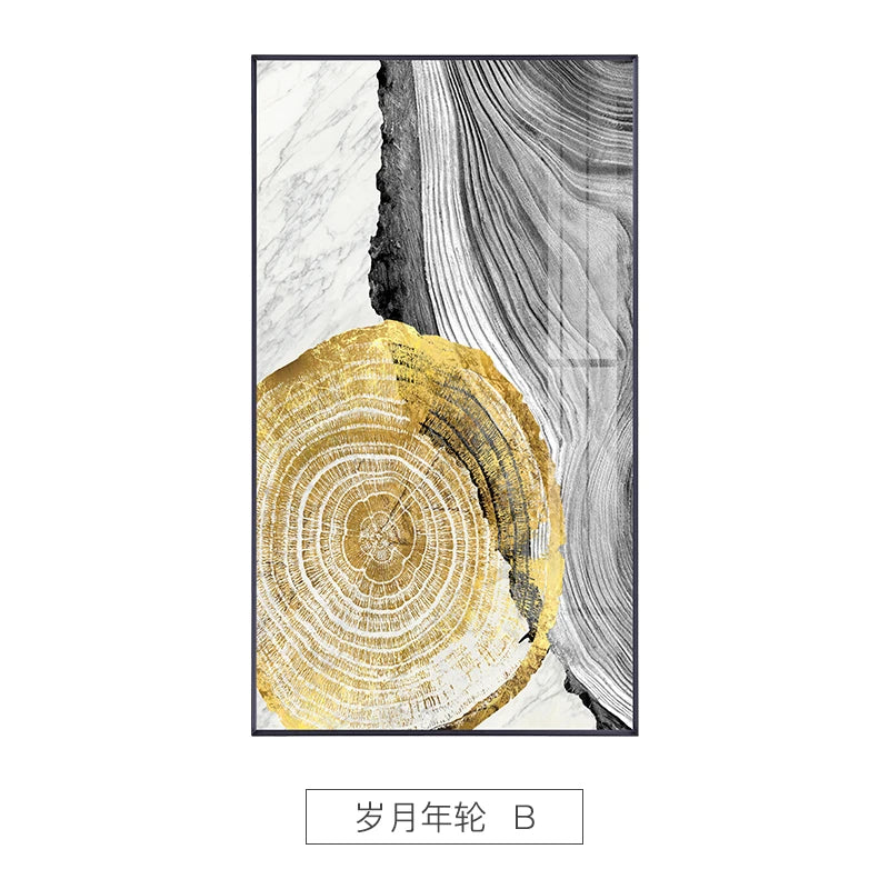 Minimal Black Gold Abstract Canvas Poster
