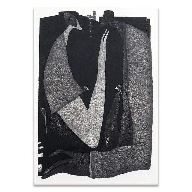 Black & White Abstract Character Canvas Art