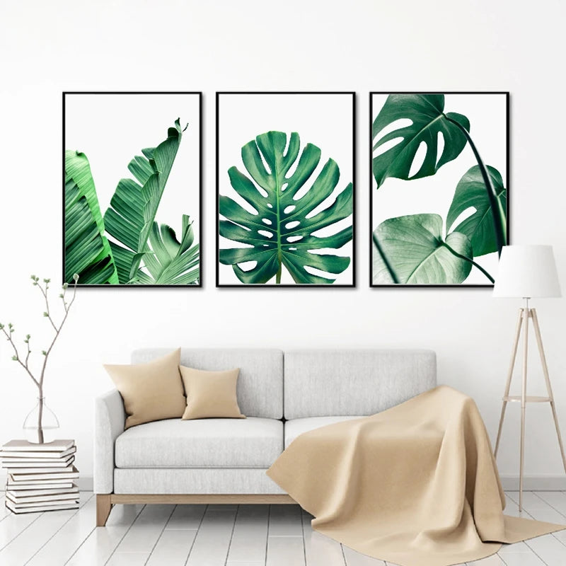 Nordic Green Plant Canvas Art Set