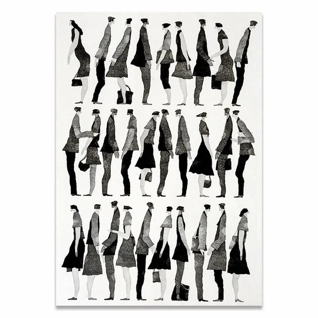 Black & White Abstract Character Canvas Art
