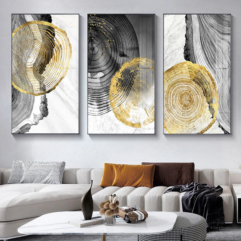 Minimal Black Gold Abstract Canvas Poster
