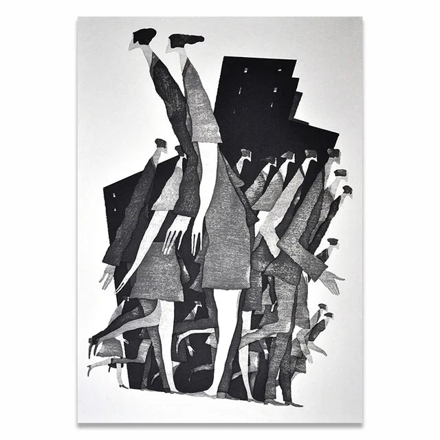 Black & White Abstract Character Canvas Art