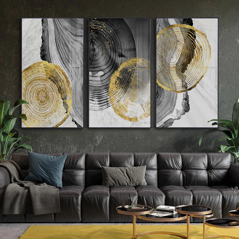 Minimal Black Gold Abstract Canvas Poster
