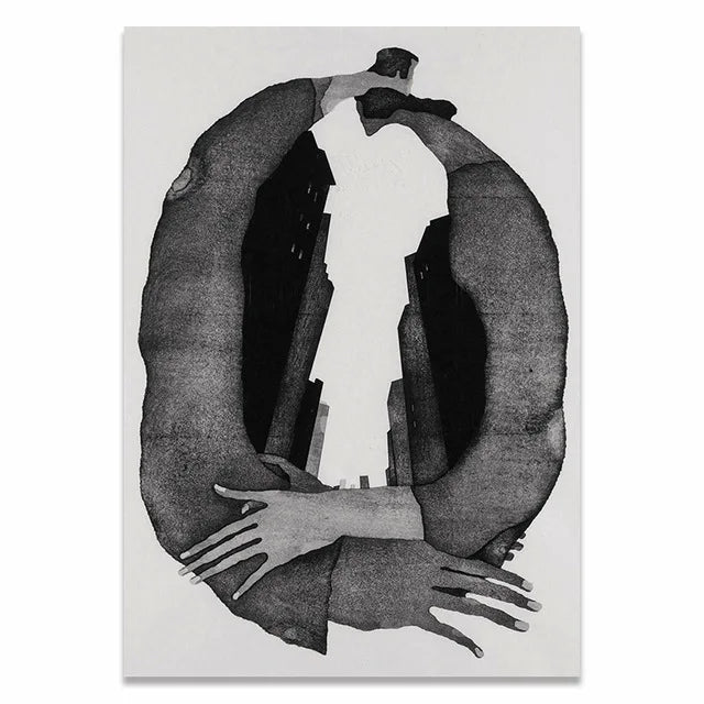 Black & White Abstract Character Canvas Art