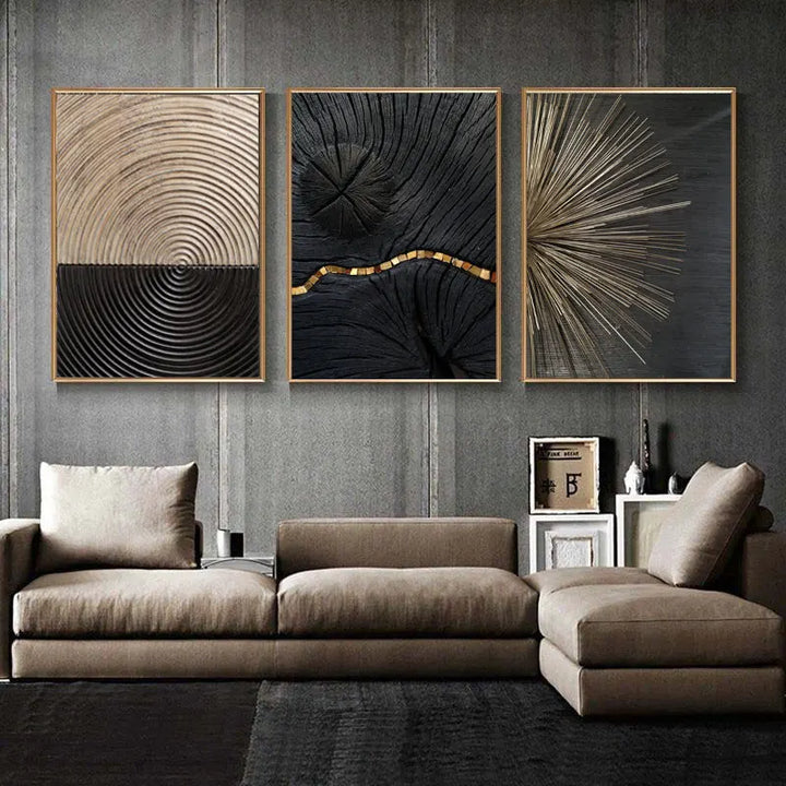 Black Gold Line Abstract Canvas Poster