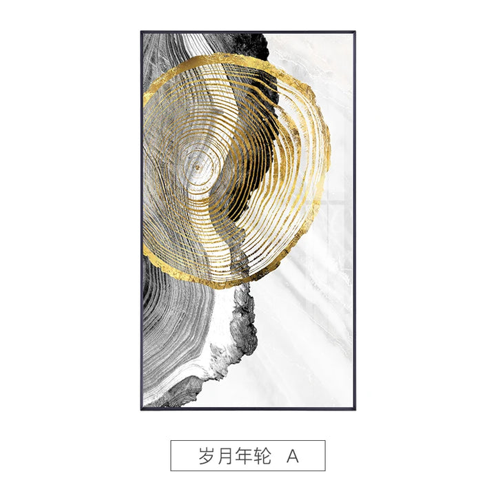 Minimal Black Gold Abstract Canvas Poster