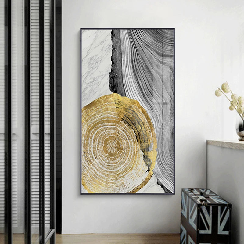 Minimal Black Gold Abstract Canvas Poster