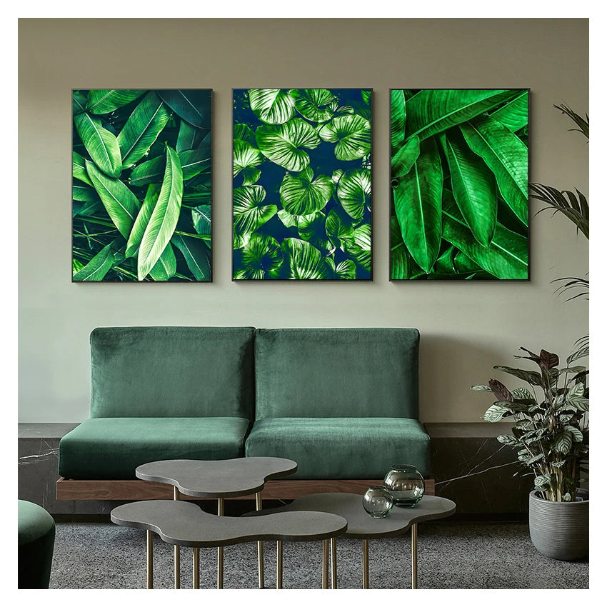 Green Monstera Palm Leaf Canvas Print