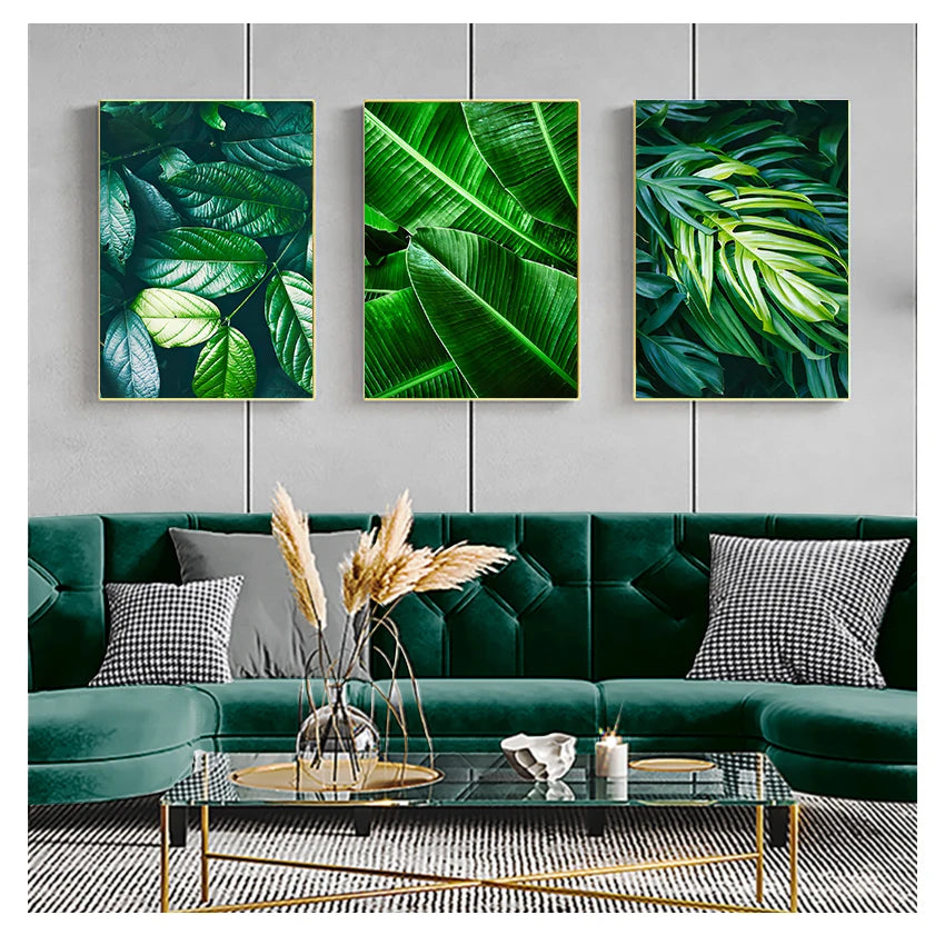 Green Monstera Palm Leaf Canvas Print