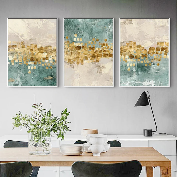 Blue & Gold Abstract Canvas Poster