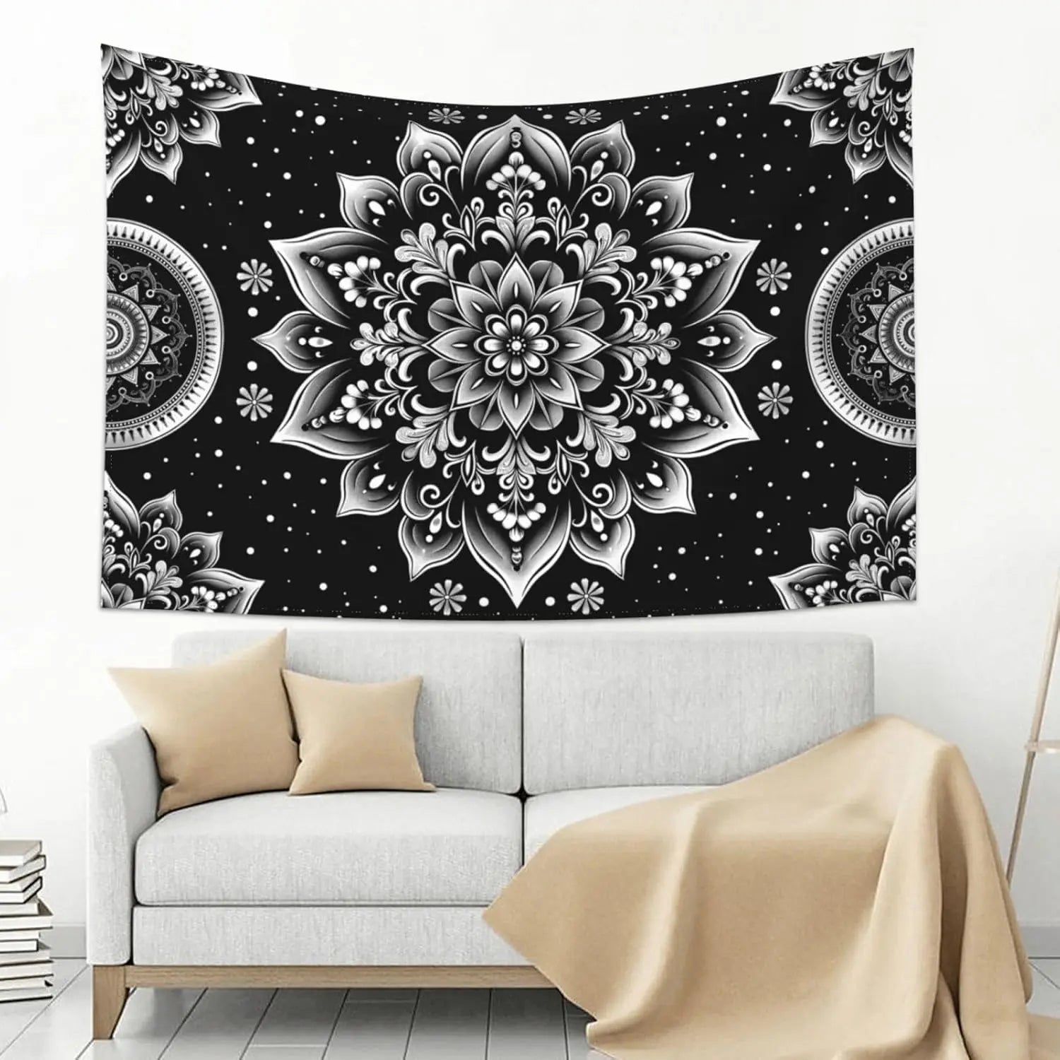 Black & Gold Mandala Wall Tapestry