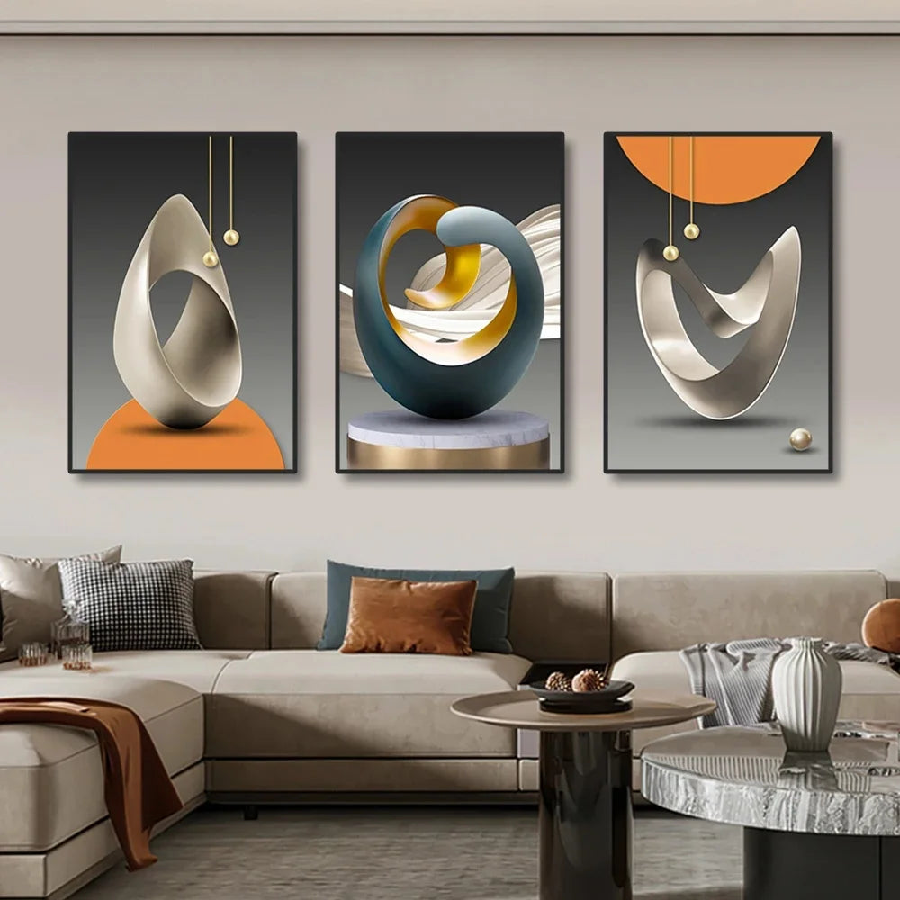 3Pcs Geometric Abstract Canvas Art