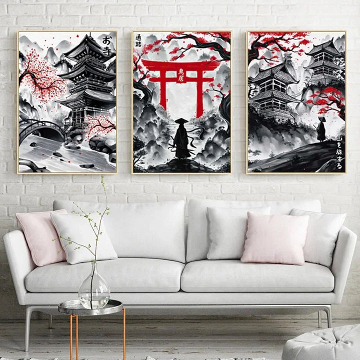 3-Piece Japanese Landscape Canvas Set
