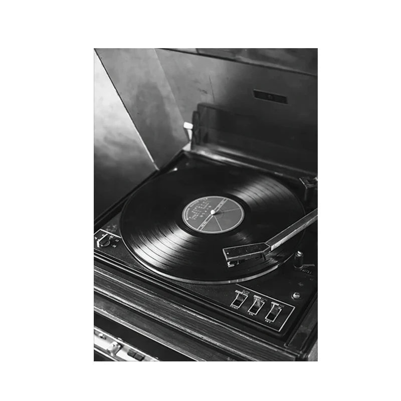 Black & White Music Records Canvas Poster