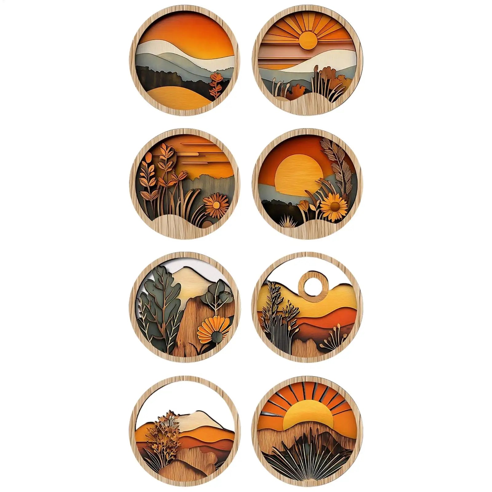 4Pcs Bohemian Wooden Wall Art Set