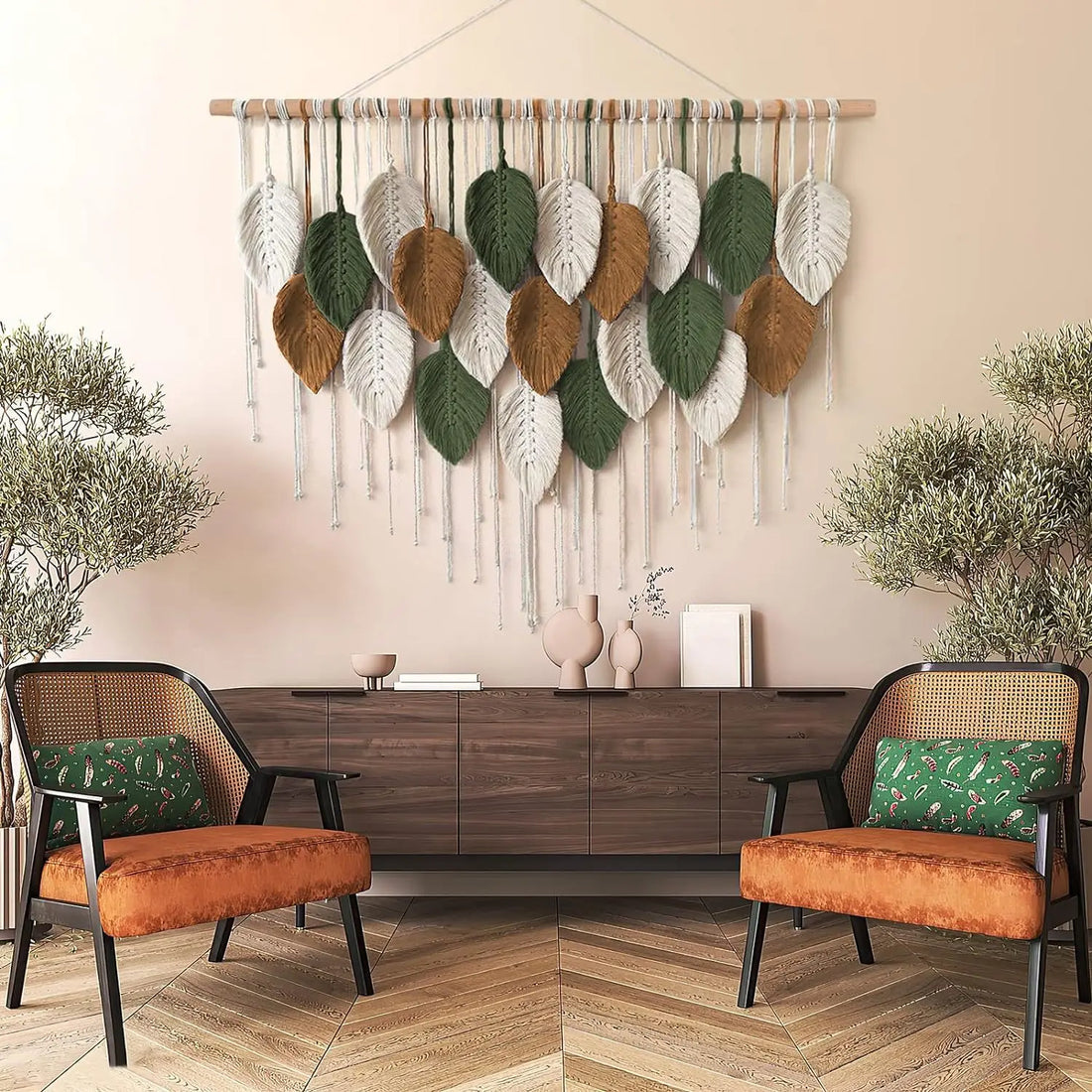 Macrame Leaf Feather Wall Hanging