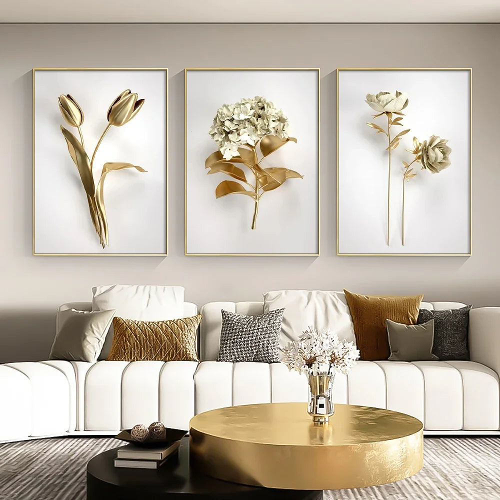Scandinavian Gold Botanical Wall Art