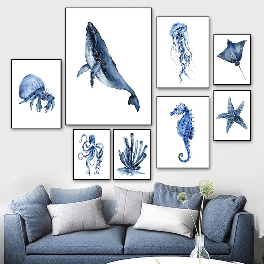 Ocean Animals Kids Canvas Poster