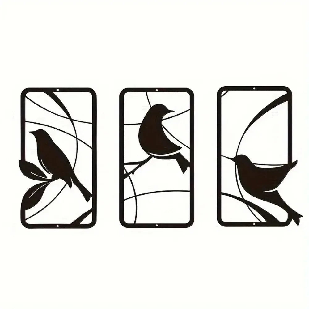 Paradise Bird Metal Wall Art – 3-Piece Set