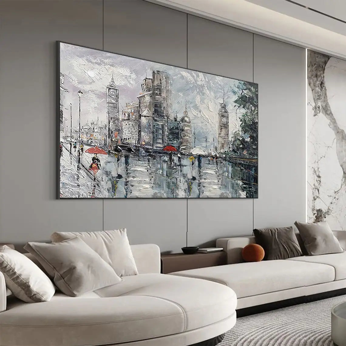 Abstract Cityscape Oil Painting Canvas