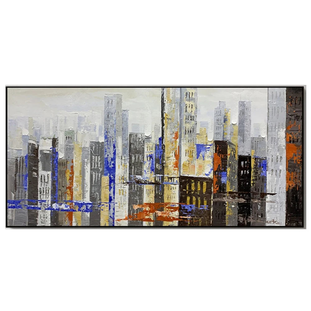 Abstract Cityscape Oil Painting Canvas