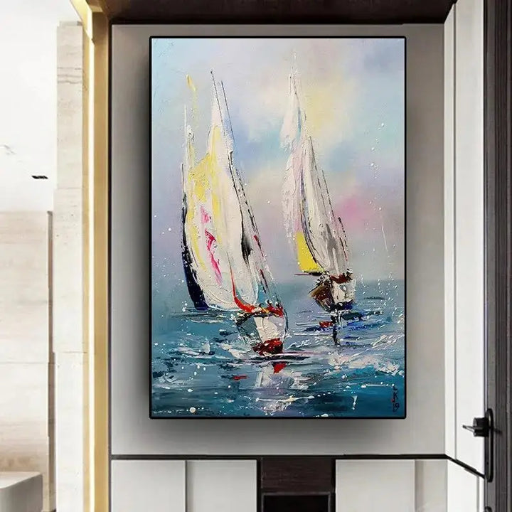 Nordic Sailboat Seascape Canvas Print