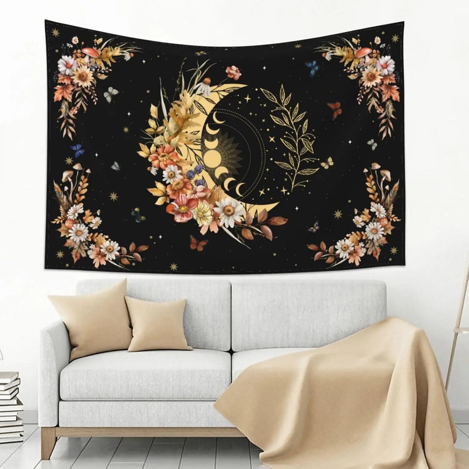 Black & Gold Mandala Wall Tapestry