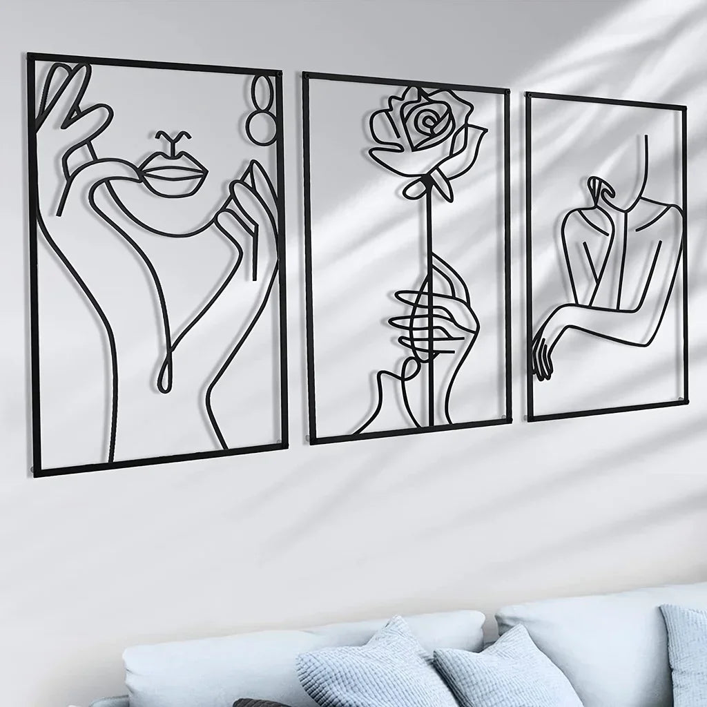 Modern Female Silhouette Metal Wall Art
