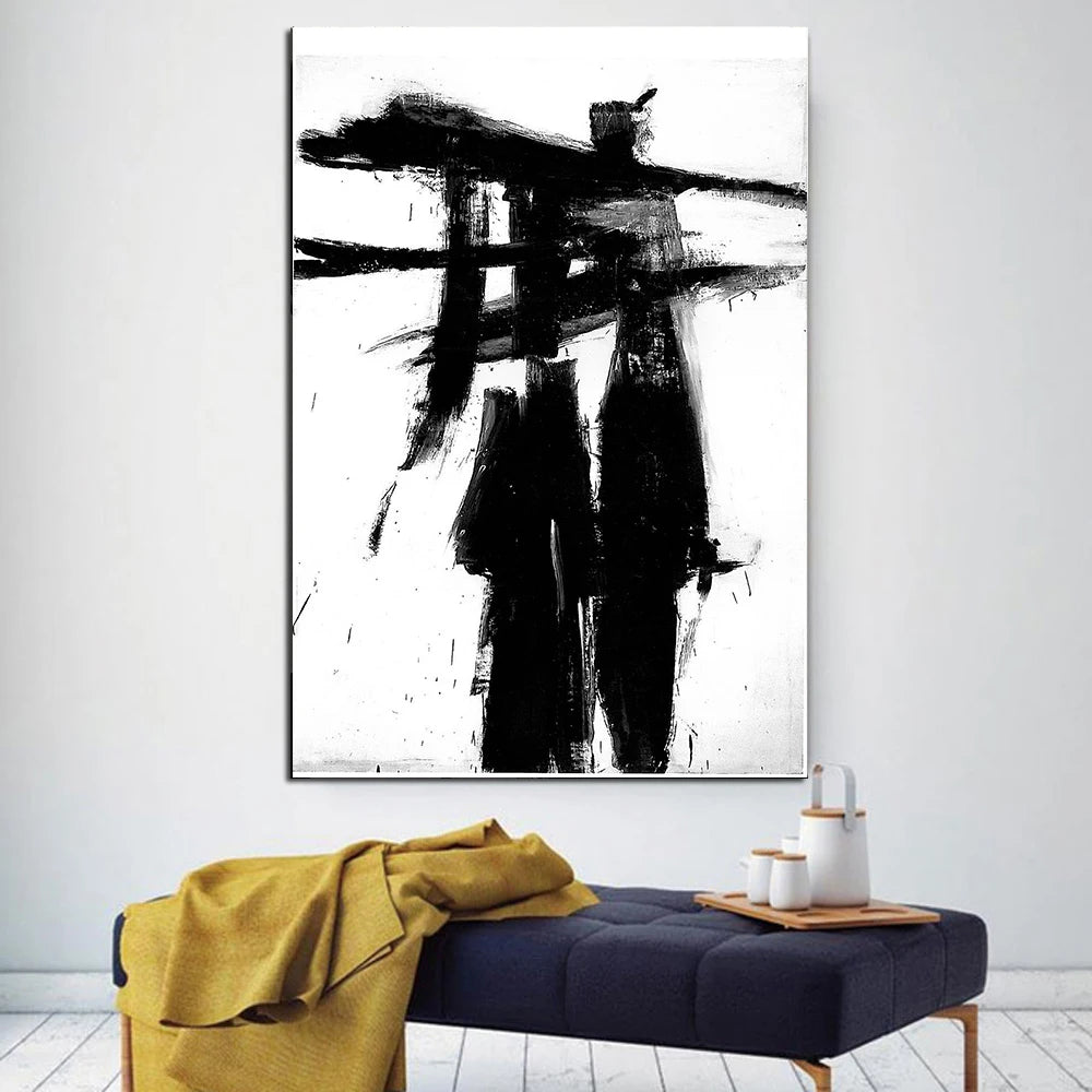 Modern Black & White Plant Canvas Poster