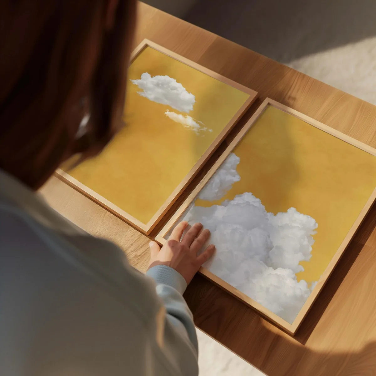 2PCS Mustard Cloud Canvas Art Set