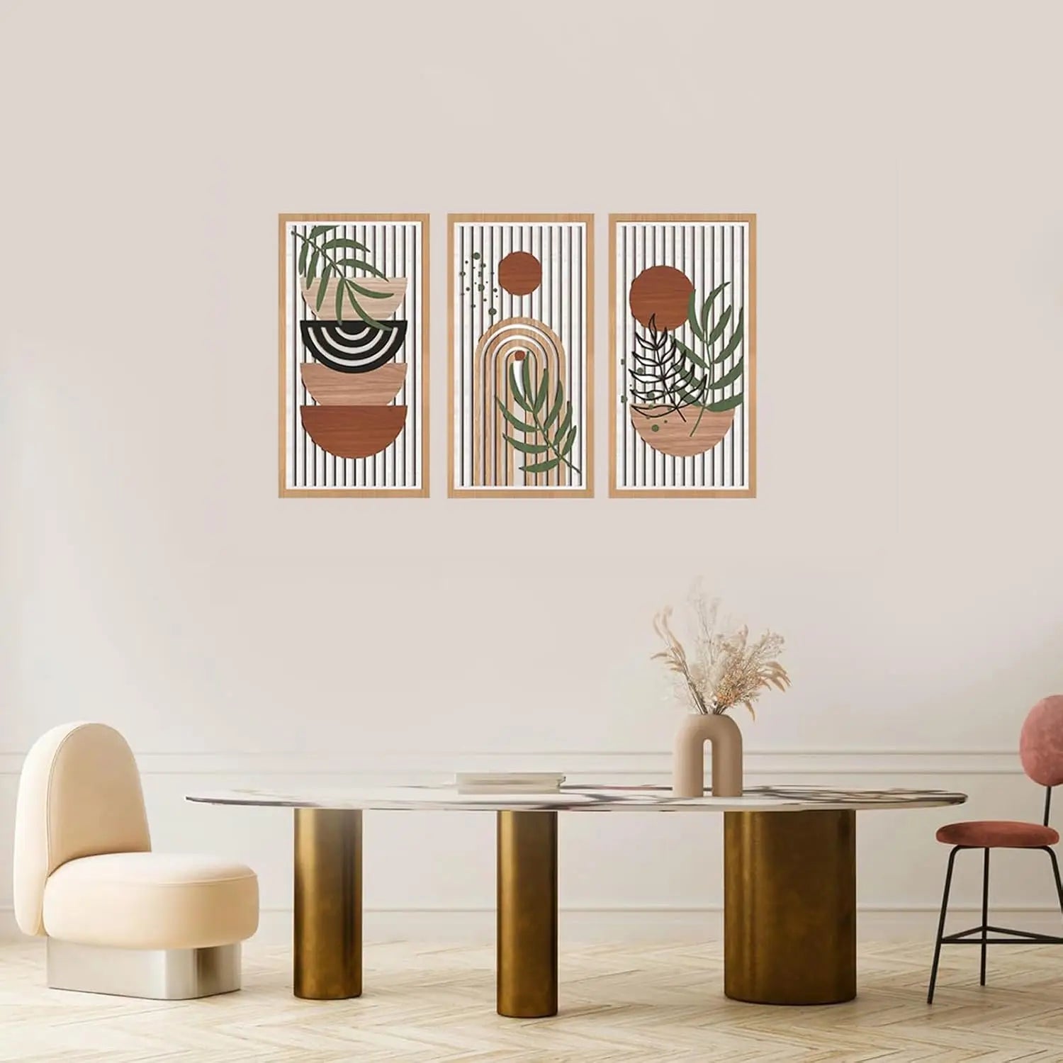 3Pcs Bohemian Wooden Wall Art