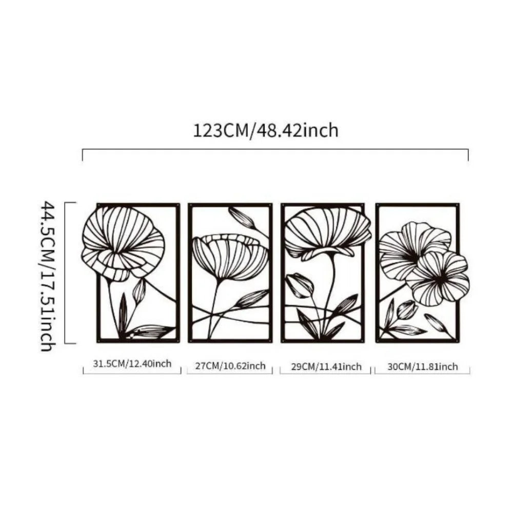 Lotus Flower Metal Wall Art – 4-Piece Set