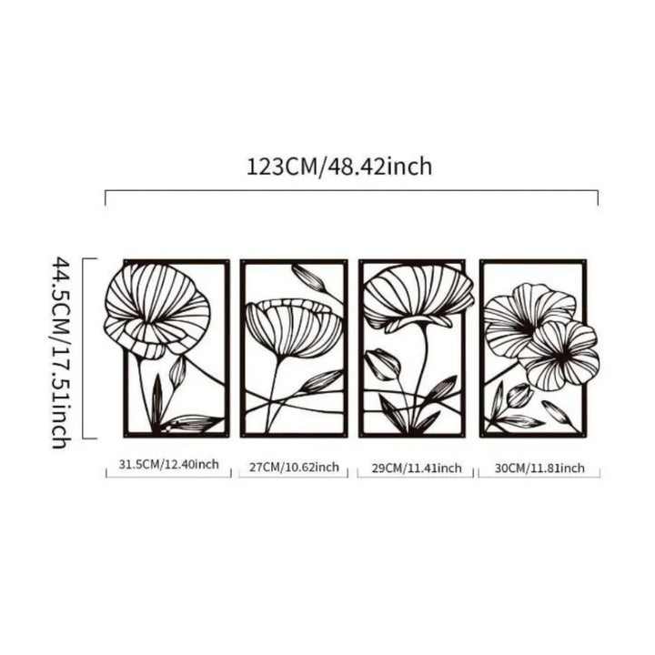 Lotus Flower Metal Wall Art – 4-Piece Set
