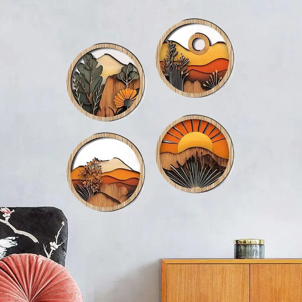 4Pcs Wooden Farmland Scenery Wall Hangings