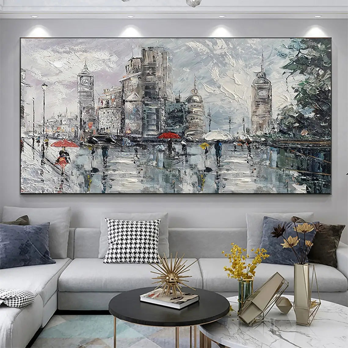 Abstract Cityscape Oil Painting Canvas