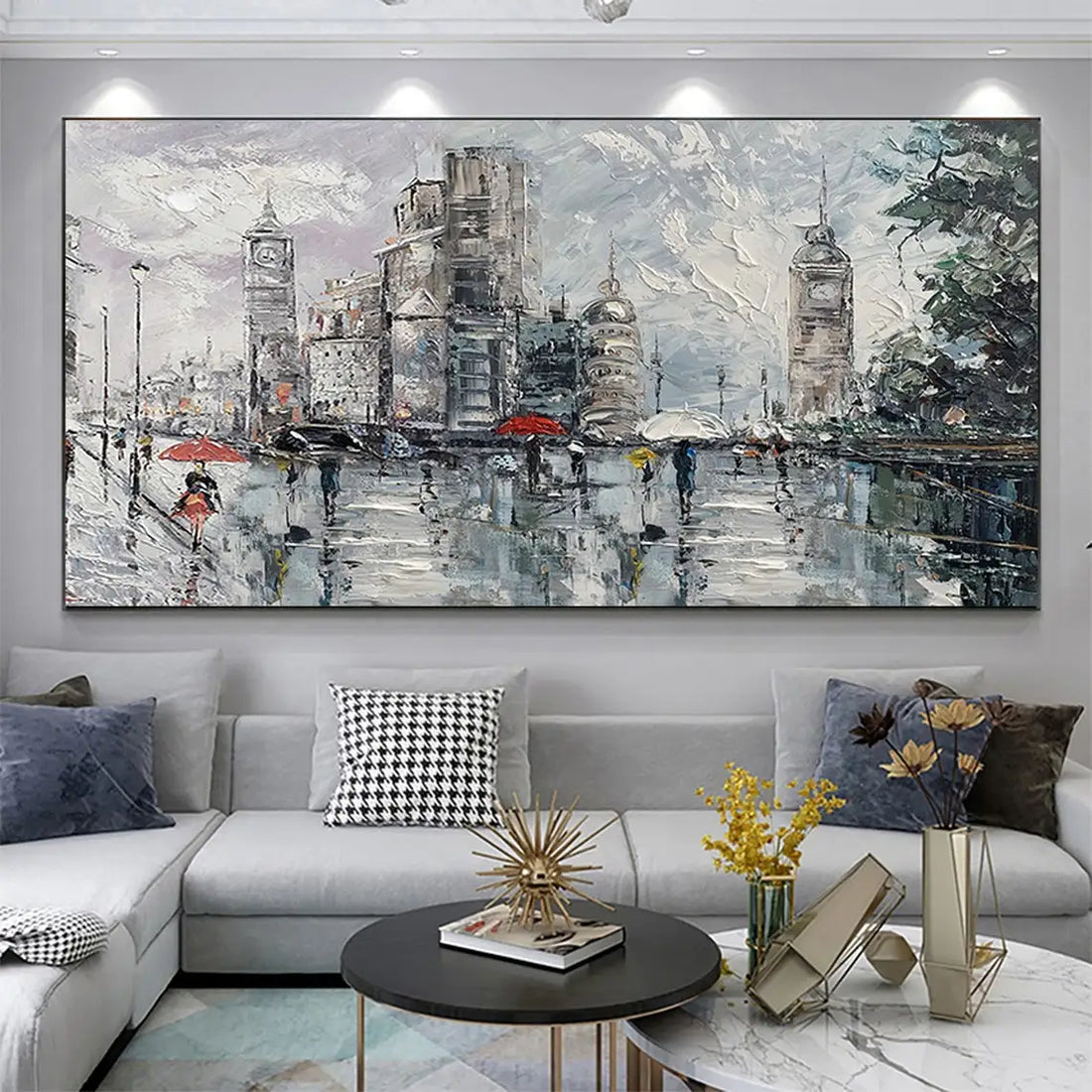 Abstract Cityscape Oil Painting Canvas