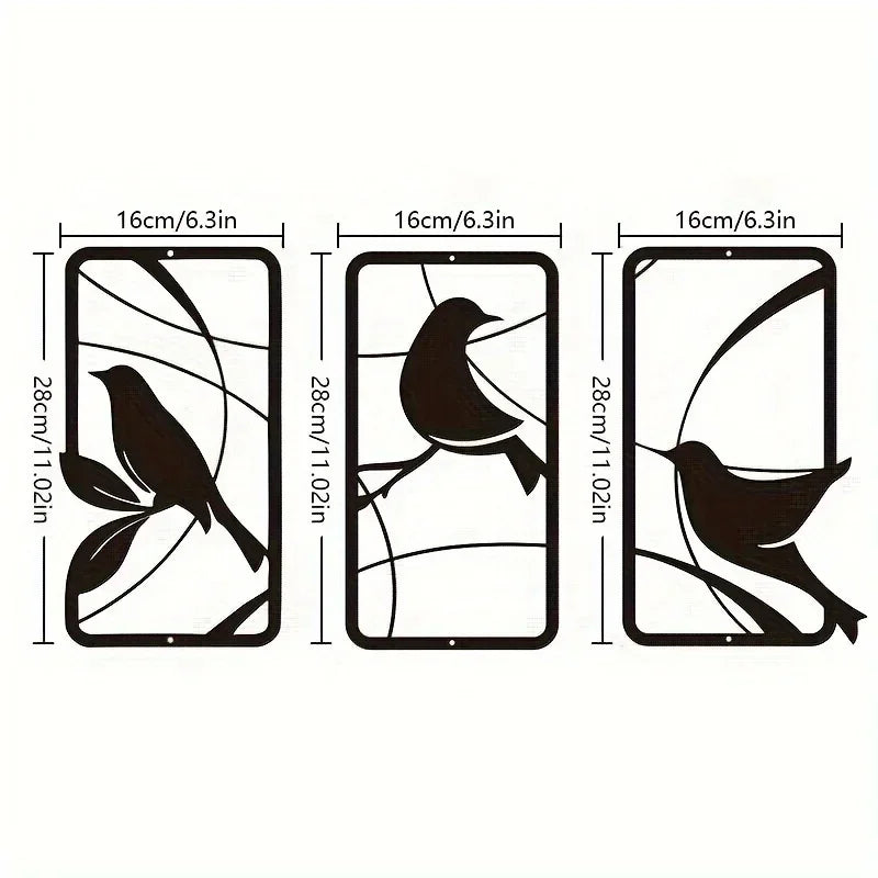 Paradise Bird Metal Wall Art – 3-Piece Set