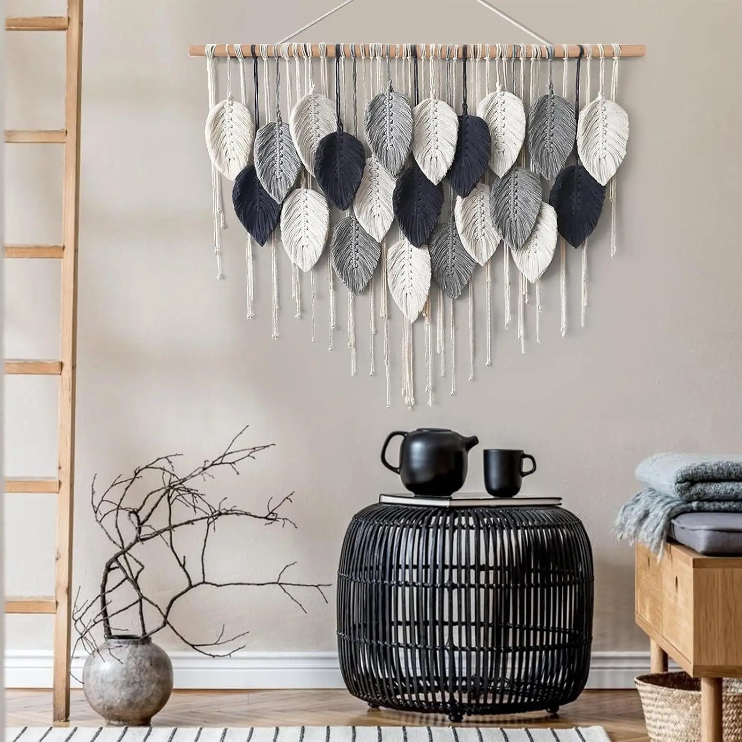 Macrame Leaf Feather Wall Hanging