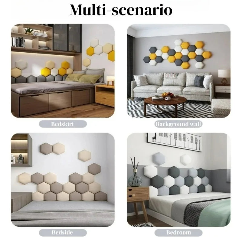 Hexagonal 3D Leather Wall Panel – Self-Adhesive