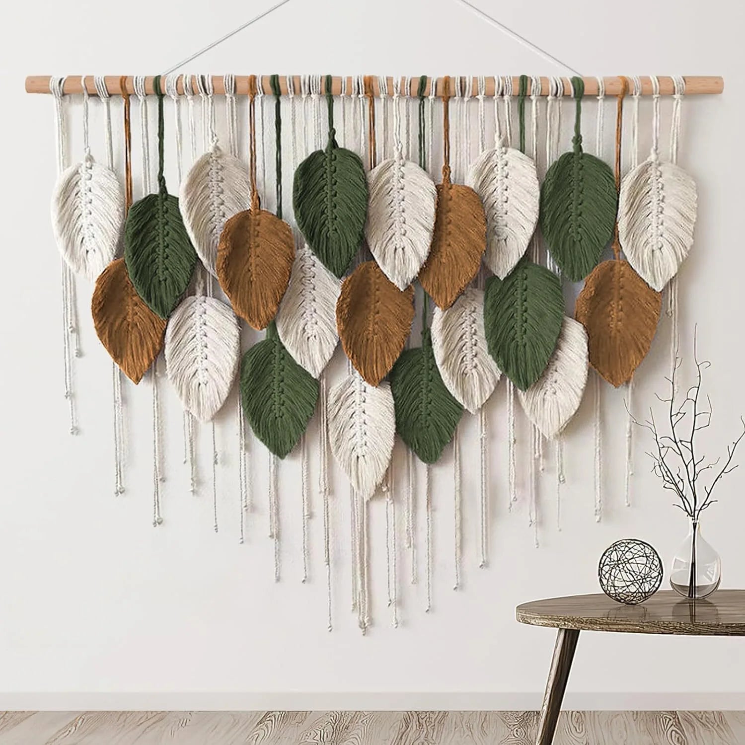 Macrame Leaf Feather Wall Hanging