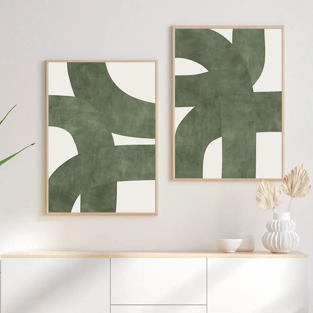 2PCS Green Boho Abstract Canvas Set