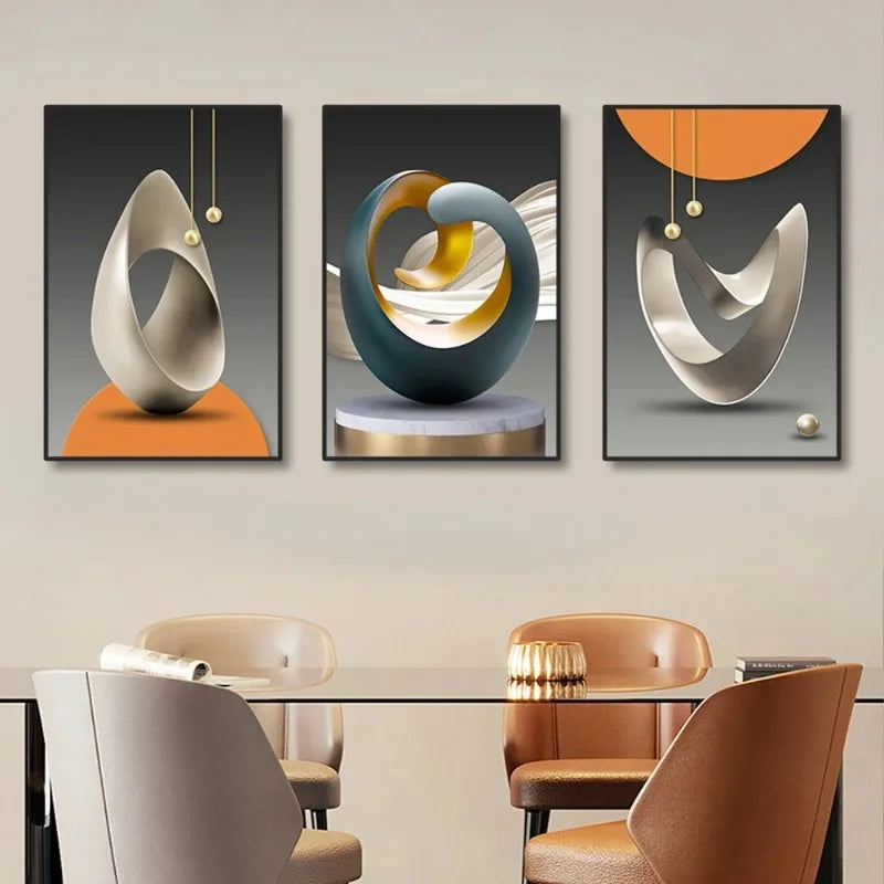 3Pcs Geometric Abstract Canvas Art