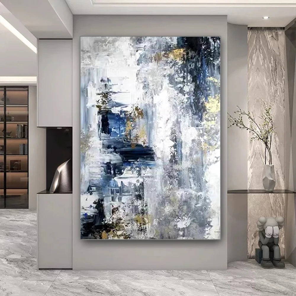 Hand-Painted Golden Line Abstract Oil Painting