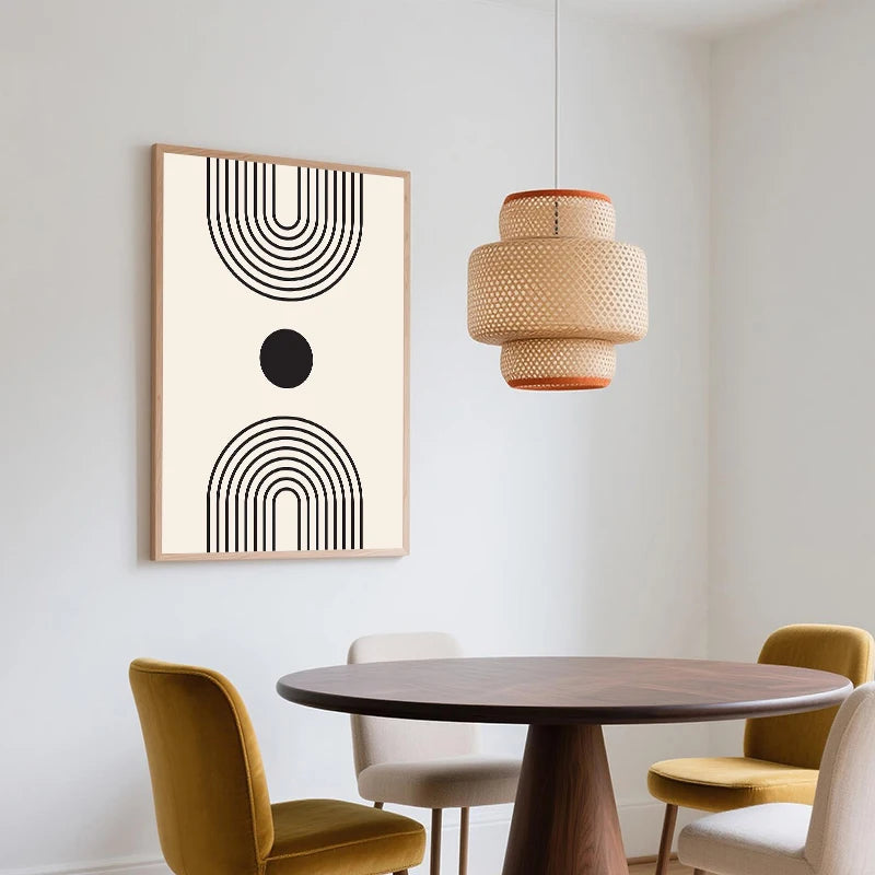 Mid-Century Geometric Black Beige Art Print