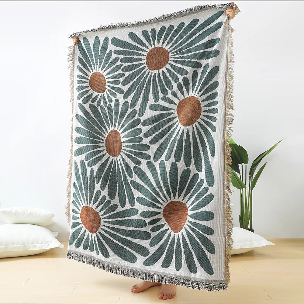 Floral Cotton Throw Blanket