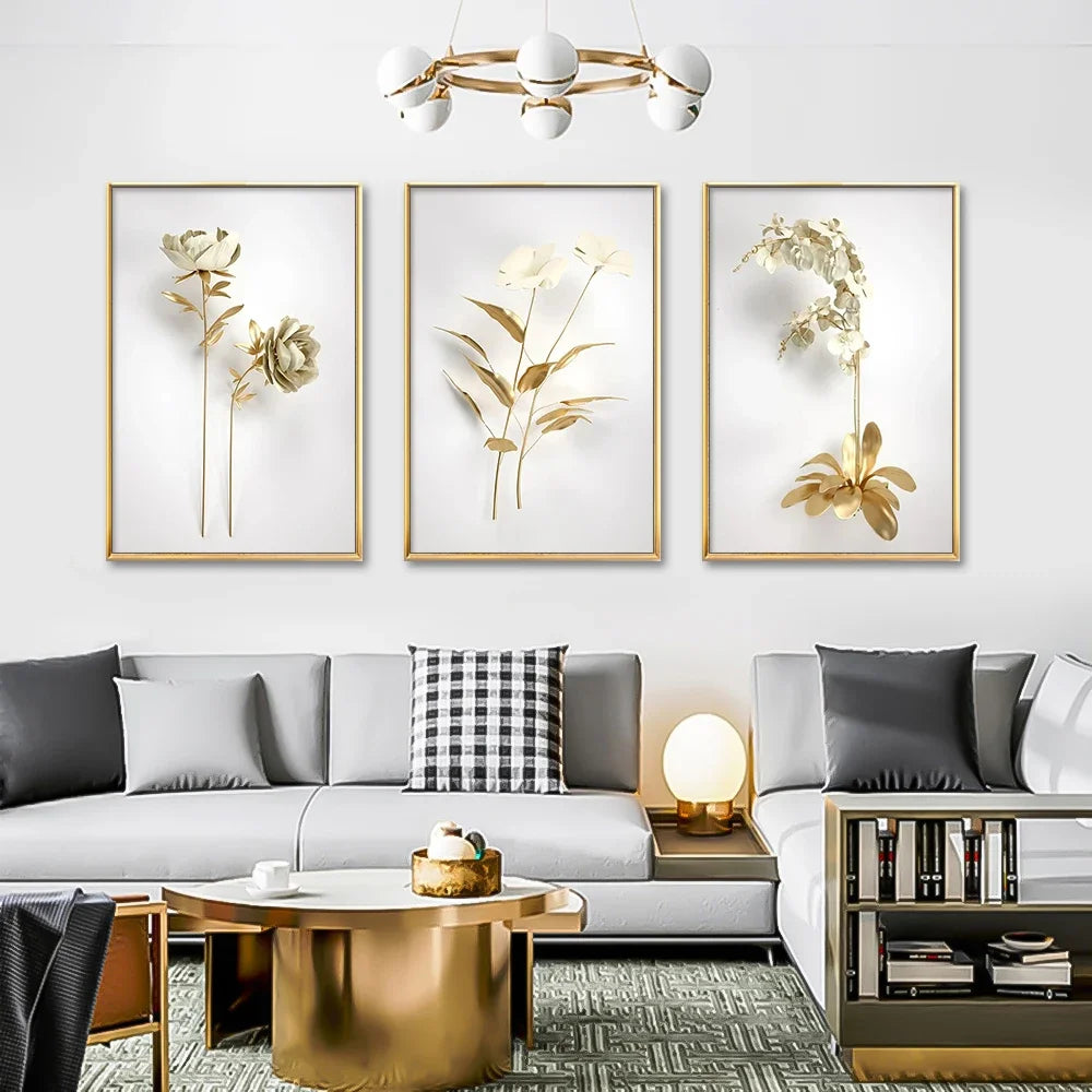 Scandinavian Gold Botanical Wall Art